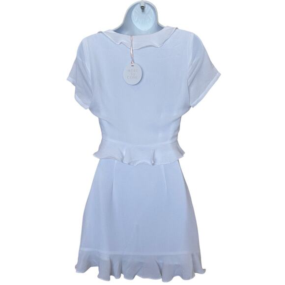 Revolve White Ruffle Tie Mini Dress XS Mia Cutout Waist Y2K More to Come $72 NEW - Picture 6 of 7